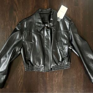 Vintage-Style Faux Leather Jacket